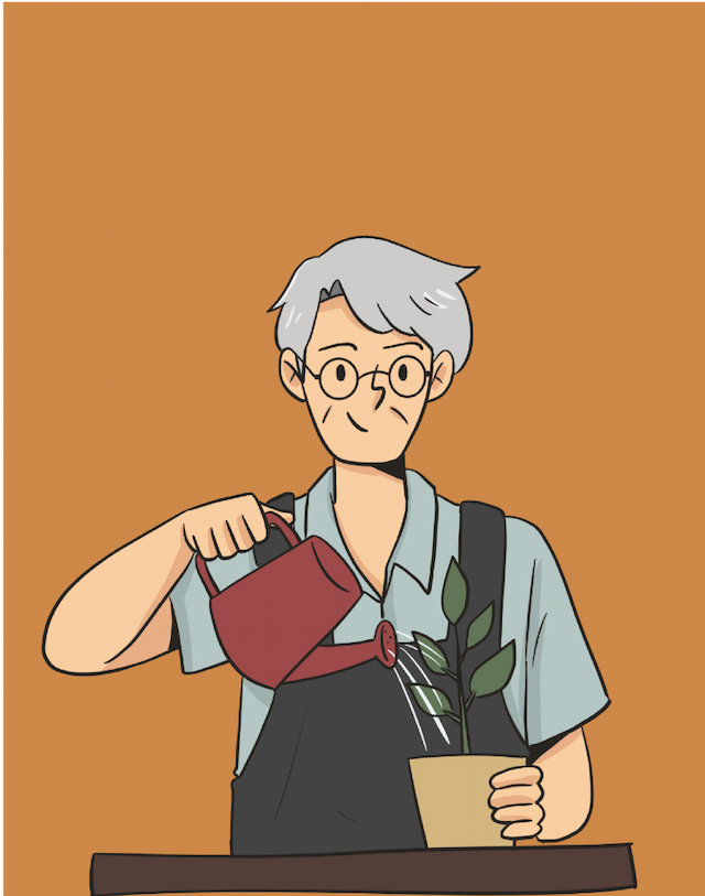 Man watering plants